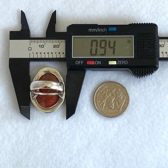 BARSE Sterling Silver 925 Thai Large 1.22" Oval Red Sponge Coral Ring Sz 6.75 - Picture 14 of 16